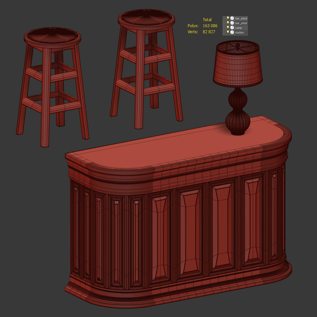 Hostess station for restaurant or cafe 3D model_4