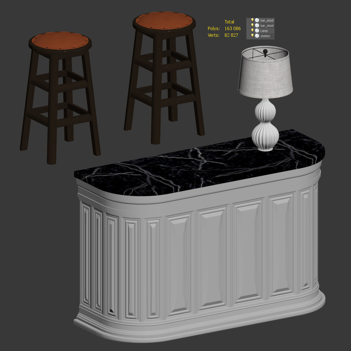 Hostess station for restaurant or cafe 3D model_2