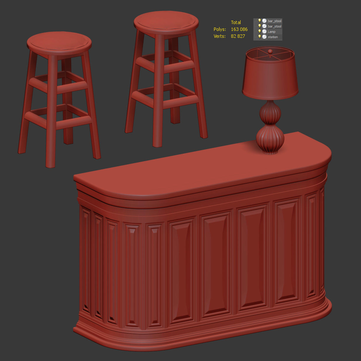 Hostess station for restaurant or cafe 3D model_3