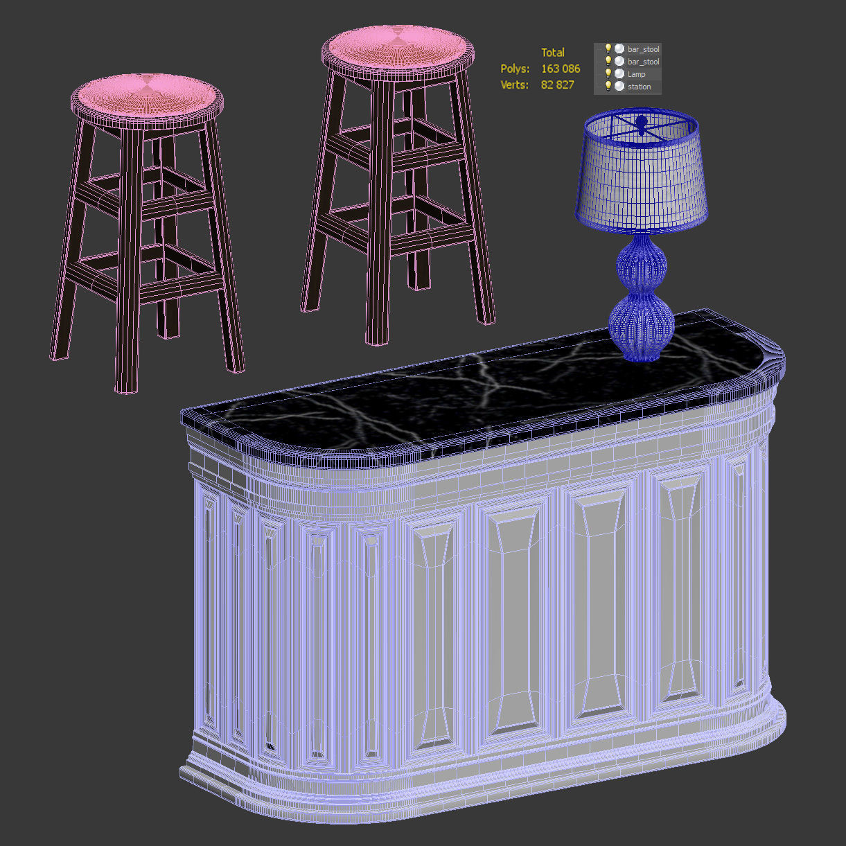 Hostess station for restaurant or cafe 3D model_5