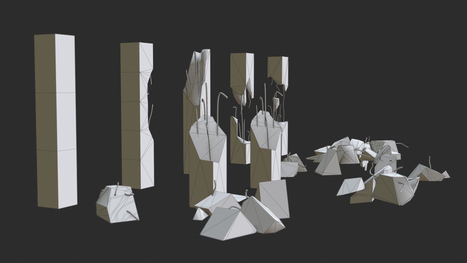Broken Concrete Pillars Pack Low-poly 3D model_13