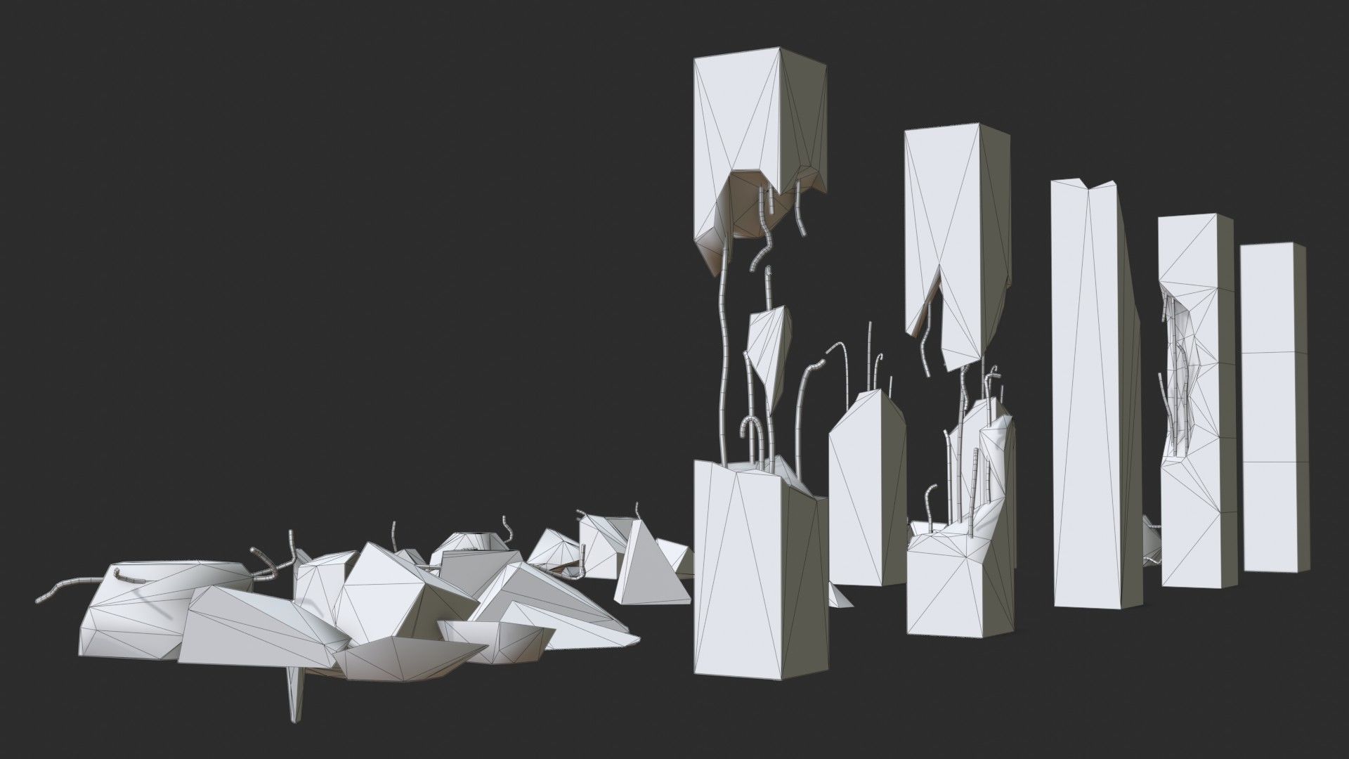 Broken Concrete Pillars Pack Low-poly 3D model_15