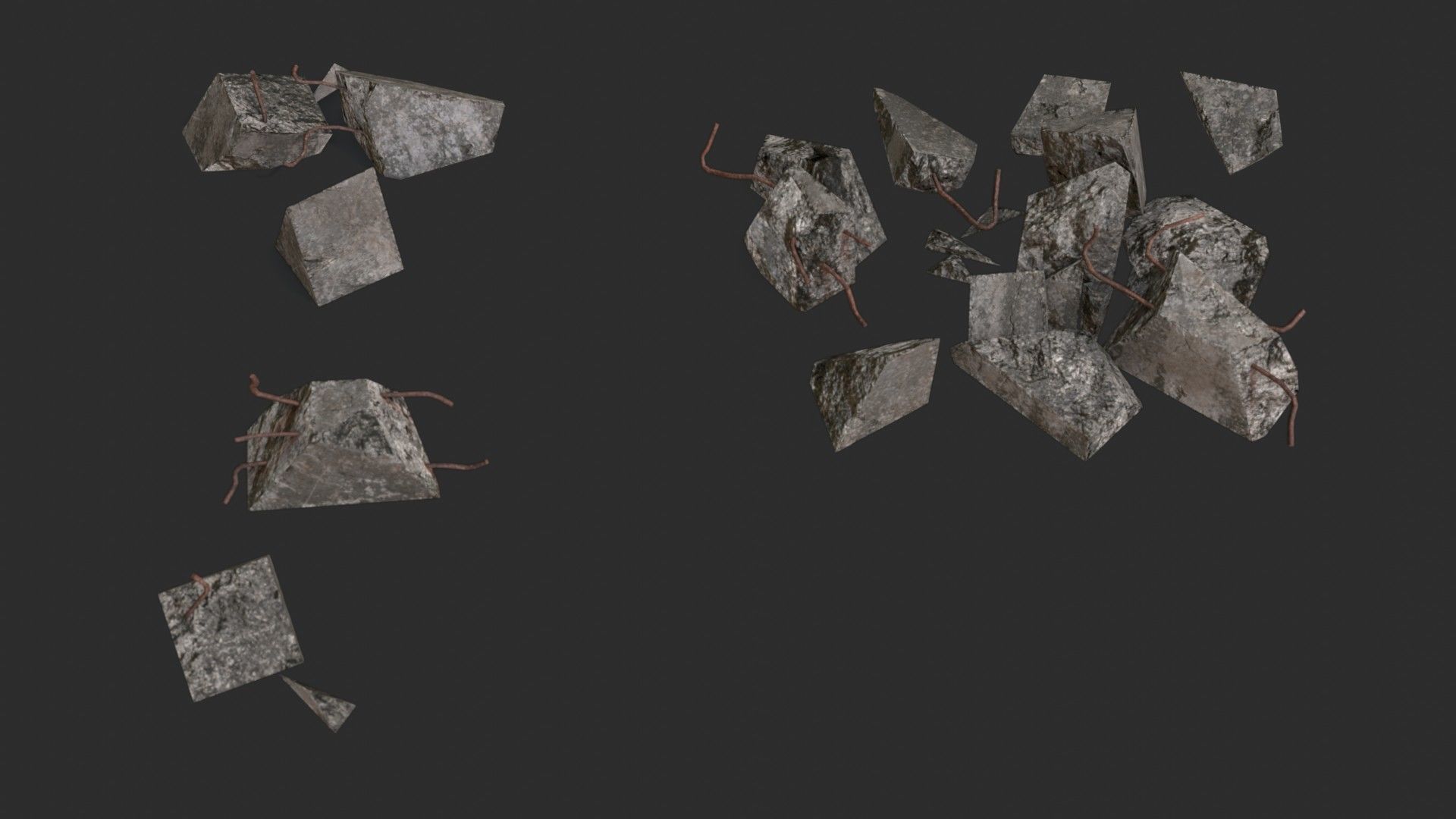 Broken Concrete Pillars Pack Low-poly 3D model_9