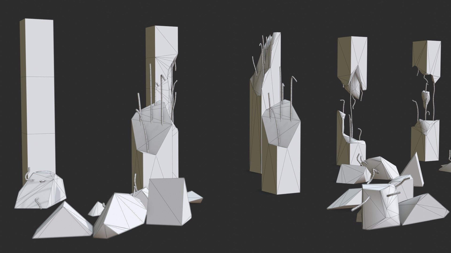 Broken Concrete Pillars Pack Low-poly 3D model_18