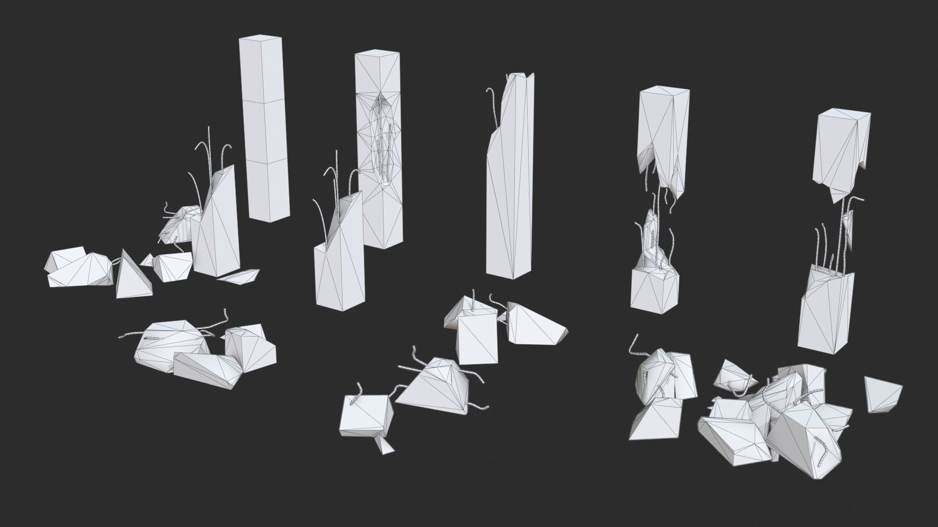 Broken Concrete Pillars Pack Low-poly 3D model_11