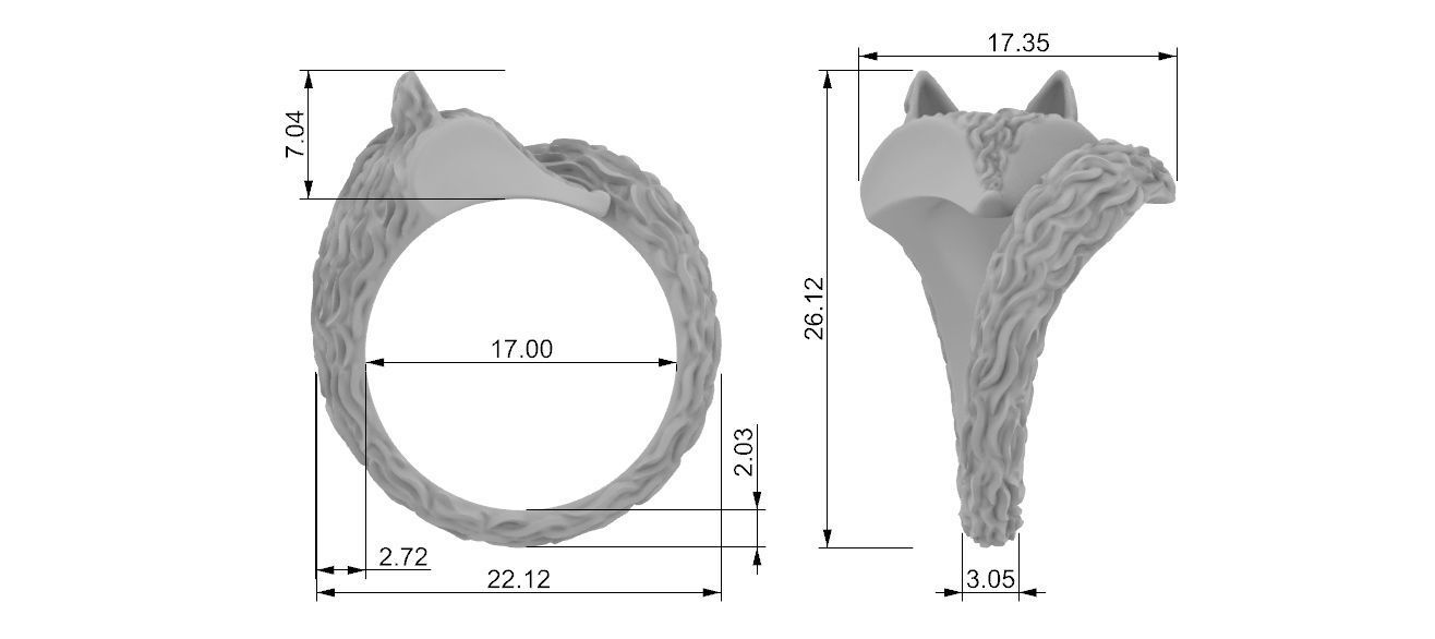 Fox Ring 3D print model_7