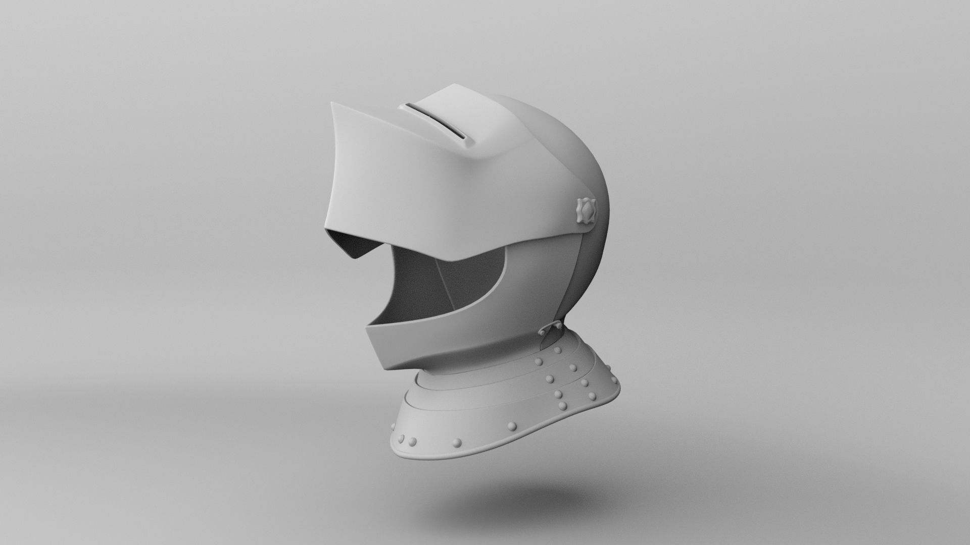 Knights Helmet and Gorget Low-poly 3D model_18