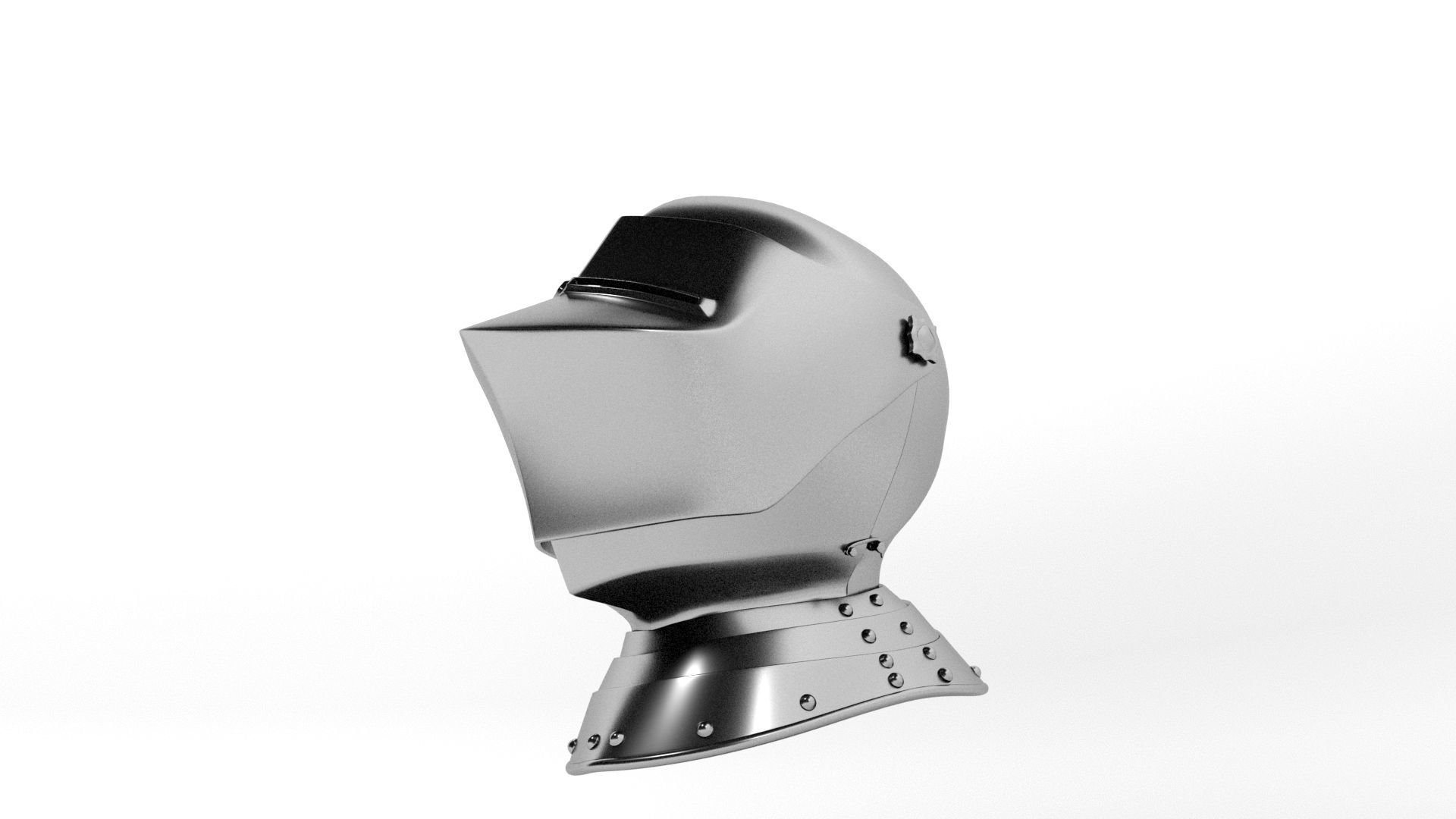 Knights Helmet and Gorget Low-poly 3D model_16