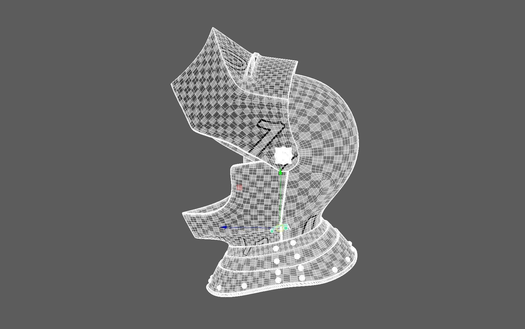 Knights Helmet and Gorget Low-poly 3D model_7