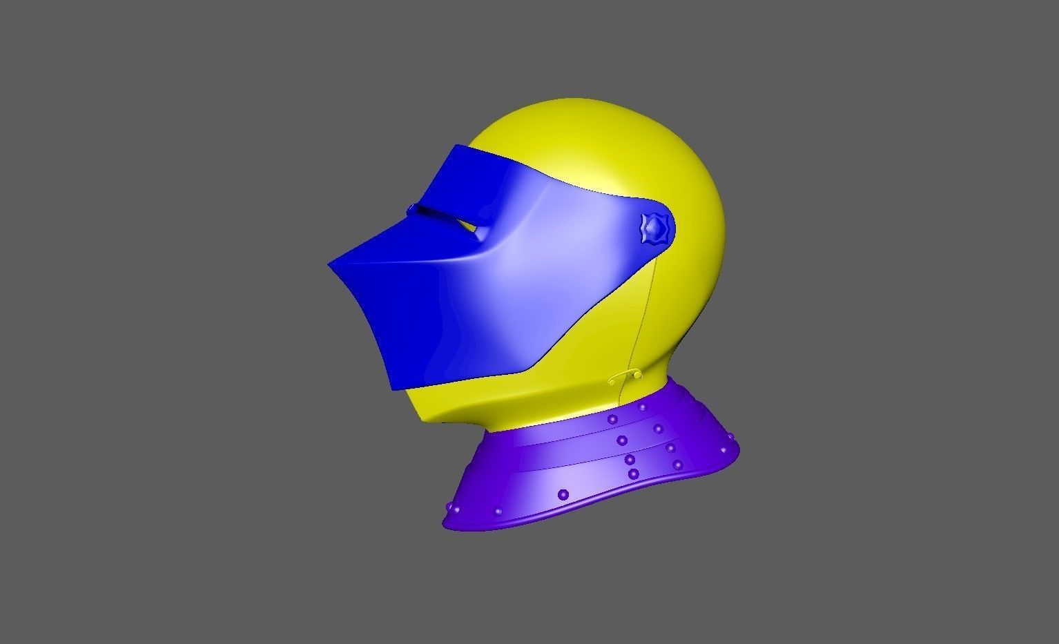 Knights Helmet and Gorget Low-poly 3D model_20