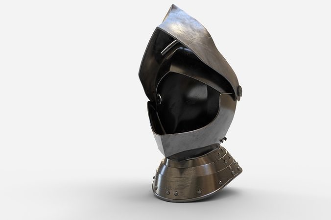 Knights Helmet and Gorget Low-poly 3D model
