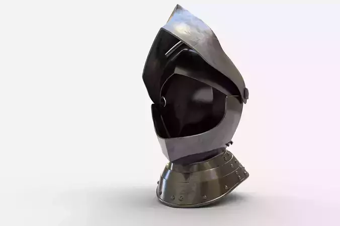 Knights Helmet and Gorget Low-poly 3D model