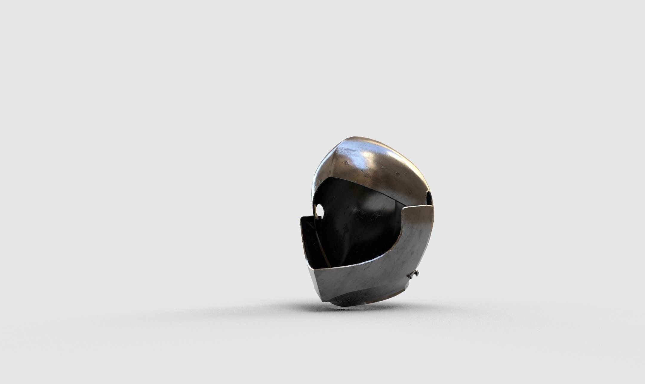 Knights Helmet and Gorget Low-poly 3D model_5