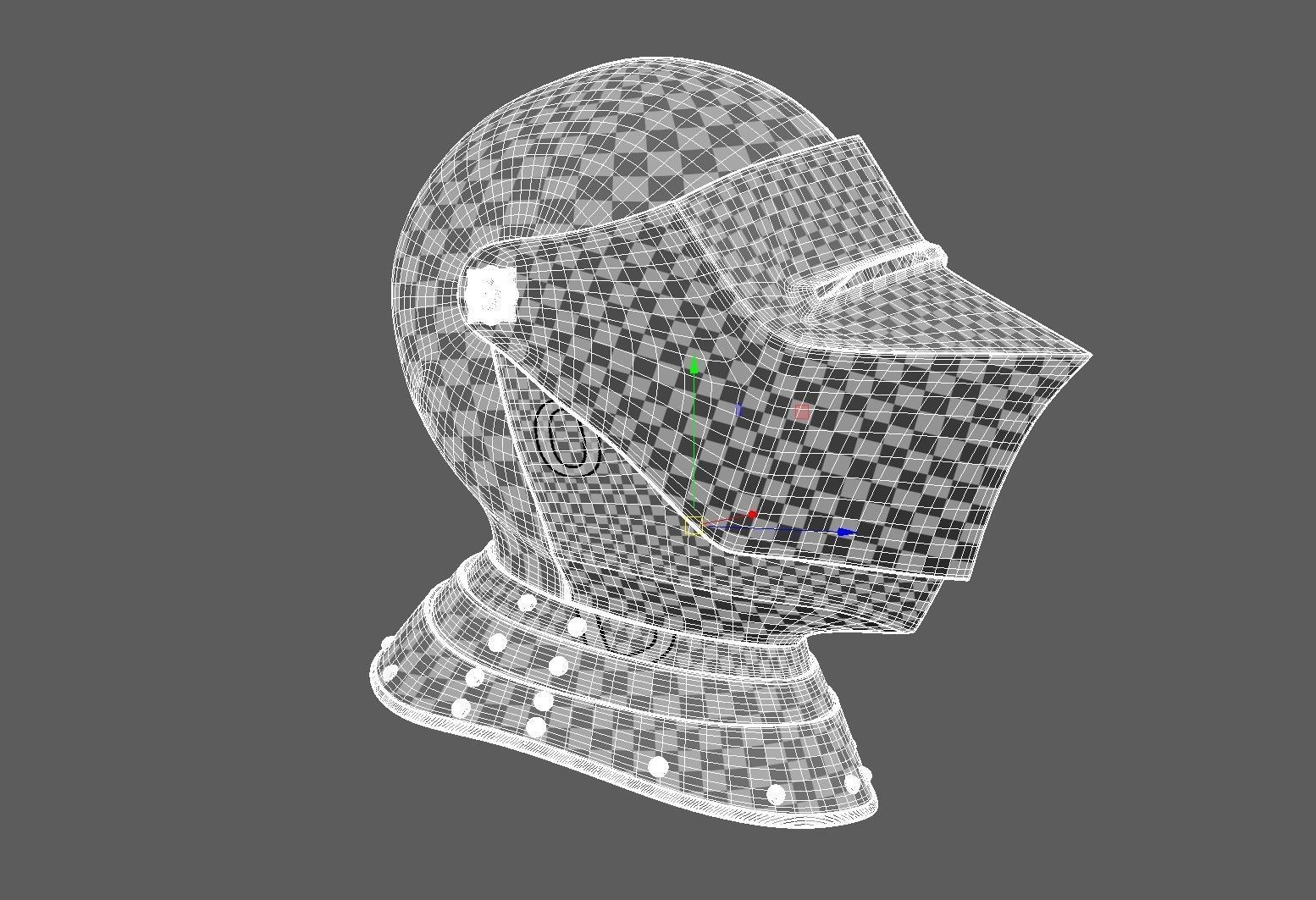 Knights Helmet and Gorget Low-poly 3D model_6