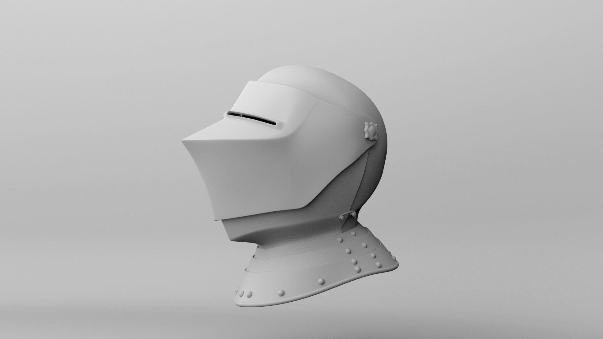 Knights Helmet and Gorget Low-poly 3D model_17