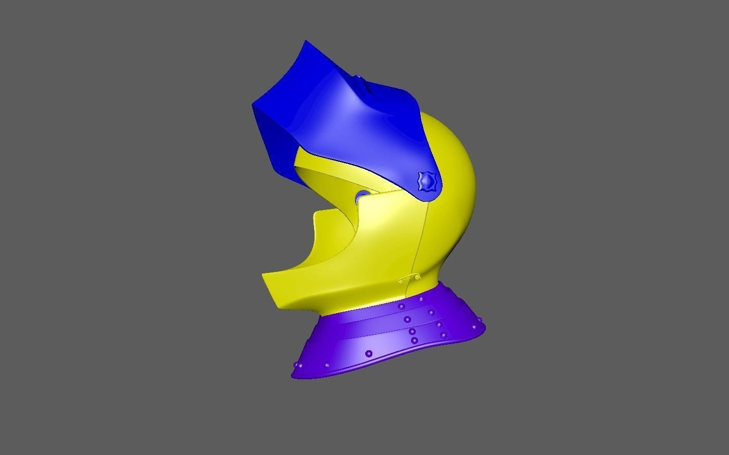 Knights Helmet and Gorget Low-poly 3D model_19