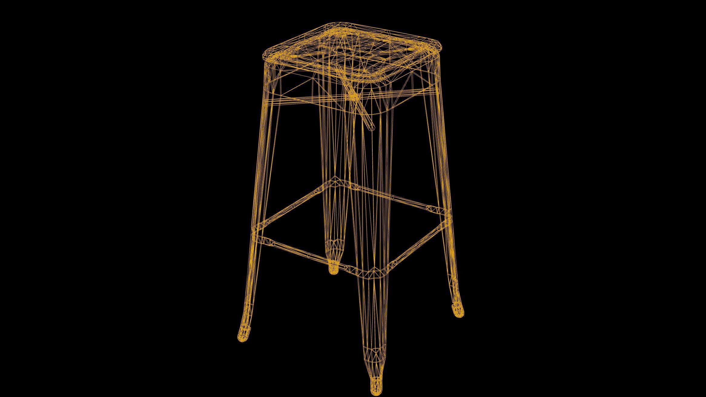 Chair Game Ready metal bar stool Low-poly 3D model_2