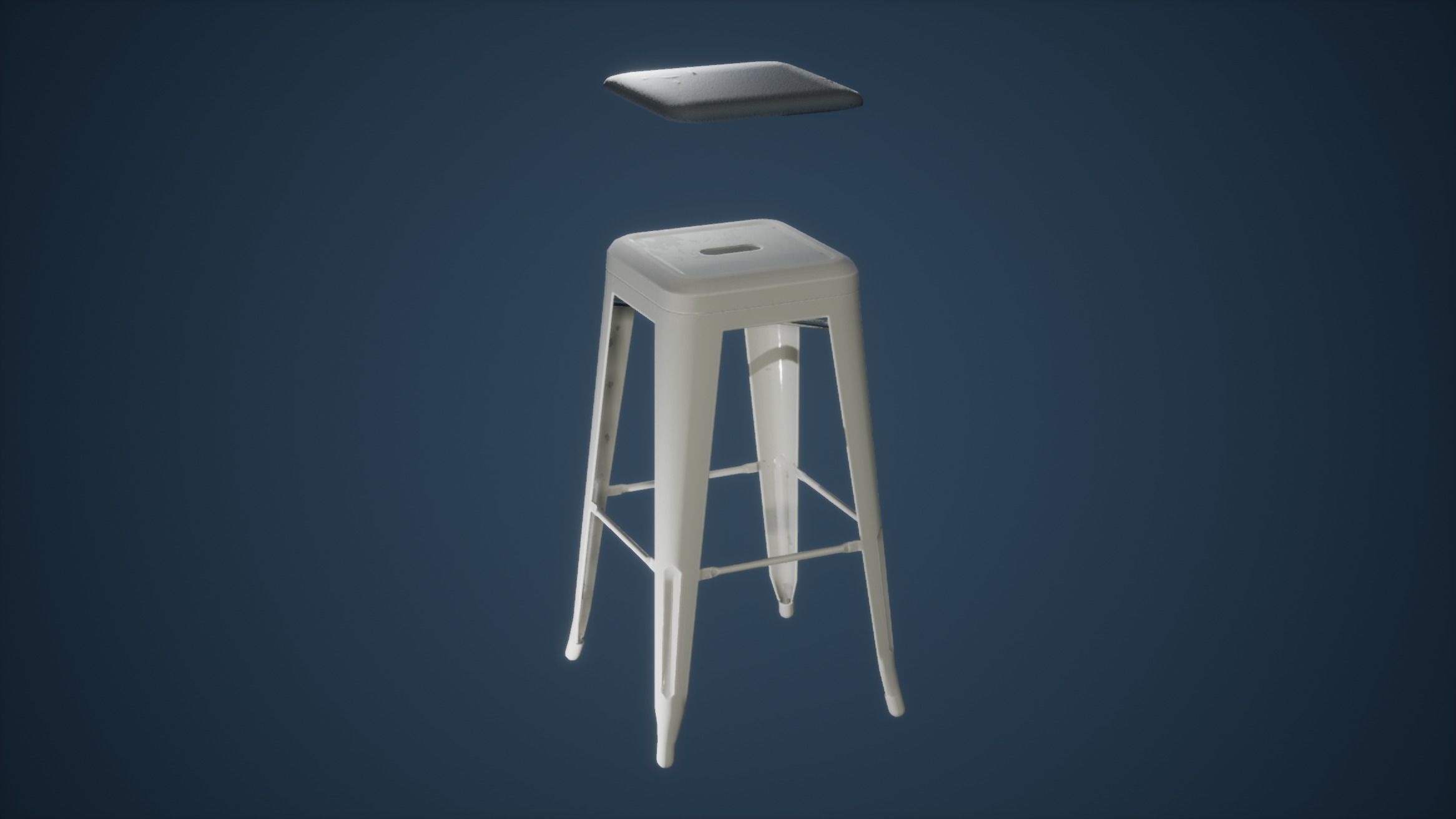 Chair Game Ready metal bar stool Low-poly 3D model_3