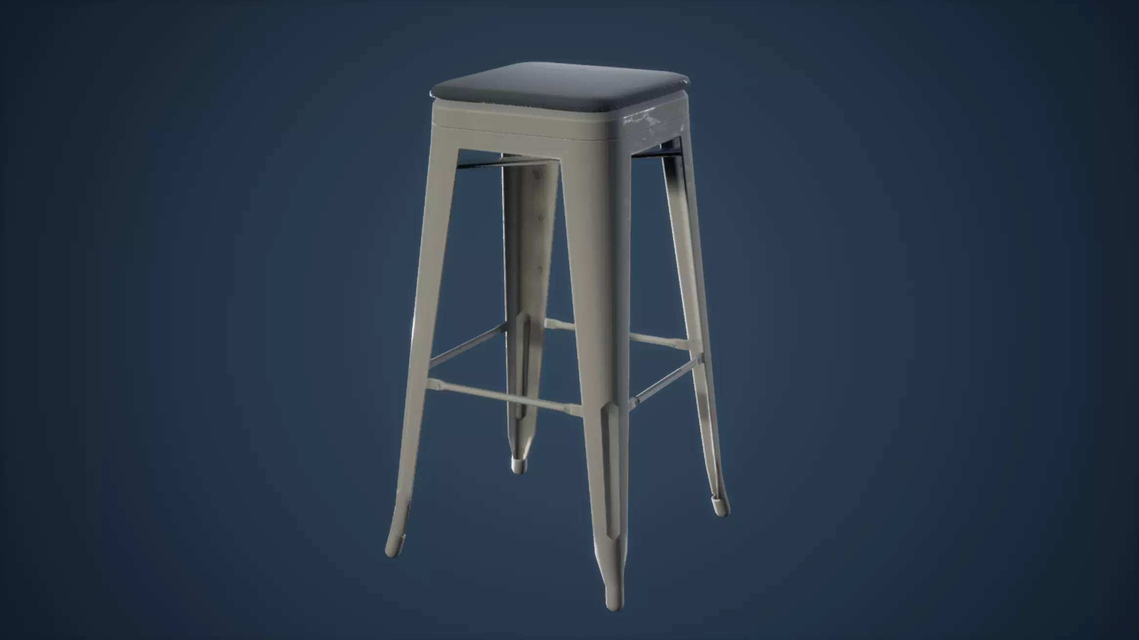 Chair Game Ready metal bar stool Low-poly 3D model_0