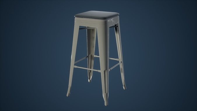 Chair Game Ready metal bar stool Low-poly 3D model