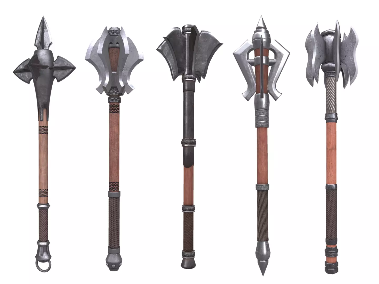 5 Maces pack 3D Model Collection_0