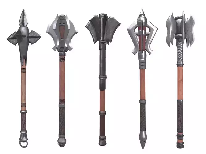 5 Maces pack 3D Model Collection