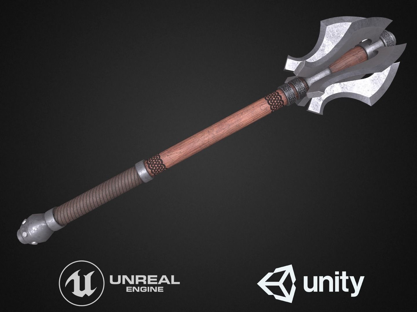 5 Maces pack 3D Model Collection_3
