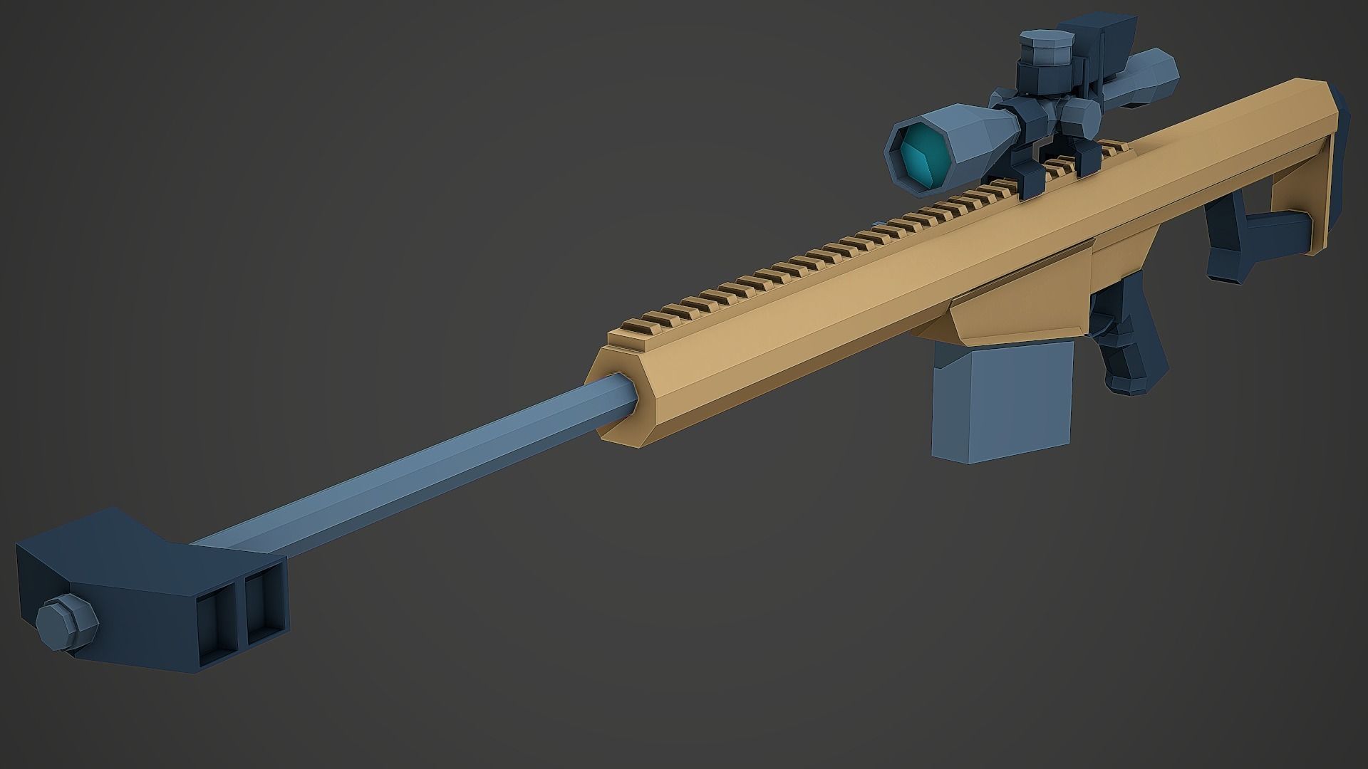 Stylized Barrett M107 Sniper Low Poly Mobile Ready Low-poly 3D model_2