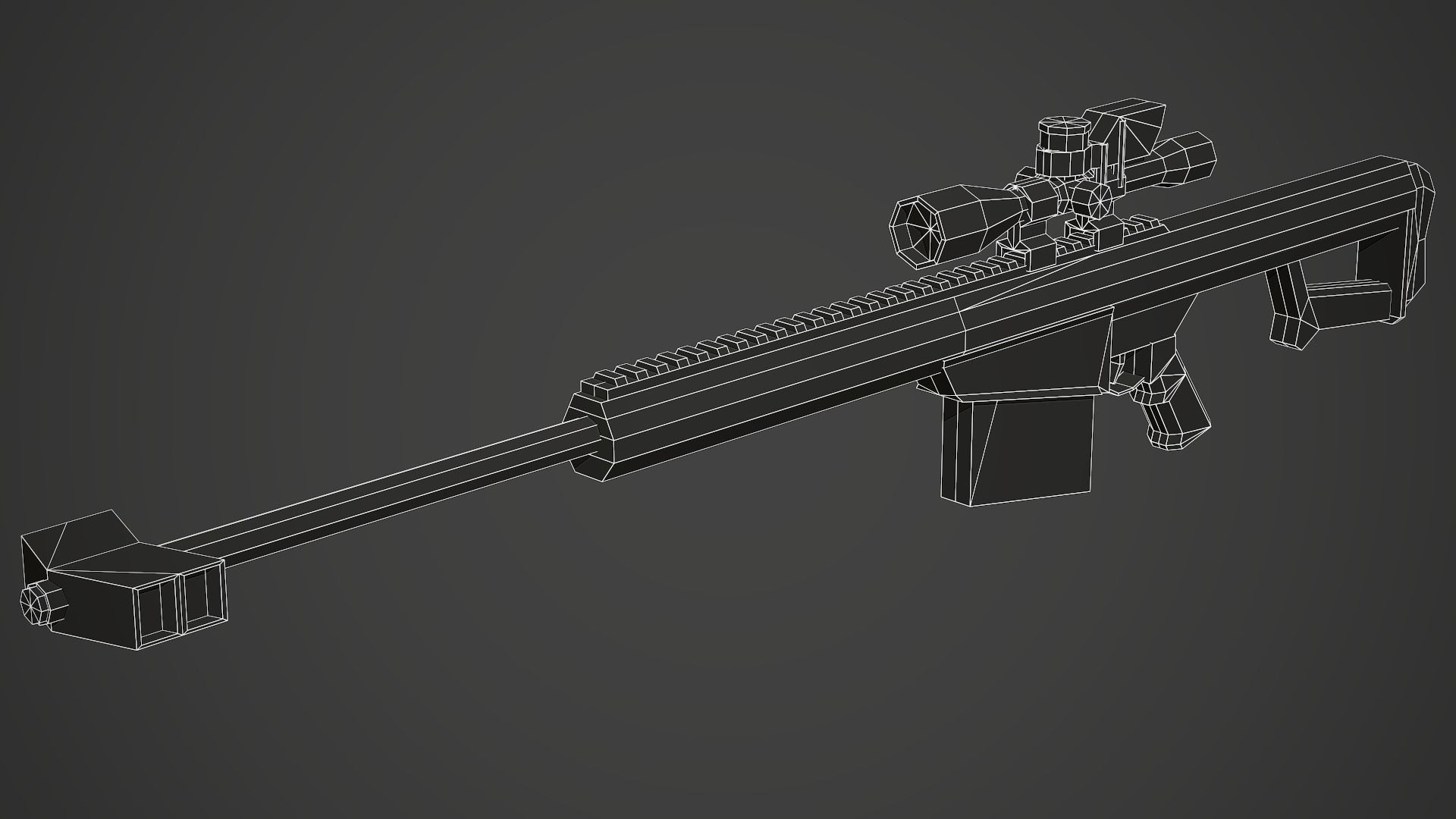 Stylized Barrett M107 Sniper Low Poly Mobile Ready Low-poly 3D model_7