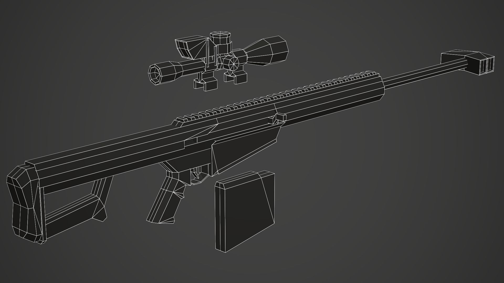 Stylized Barrett M107 Sniper Low Poly Mobile Ready Low-poly 3D model_8