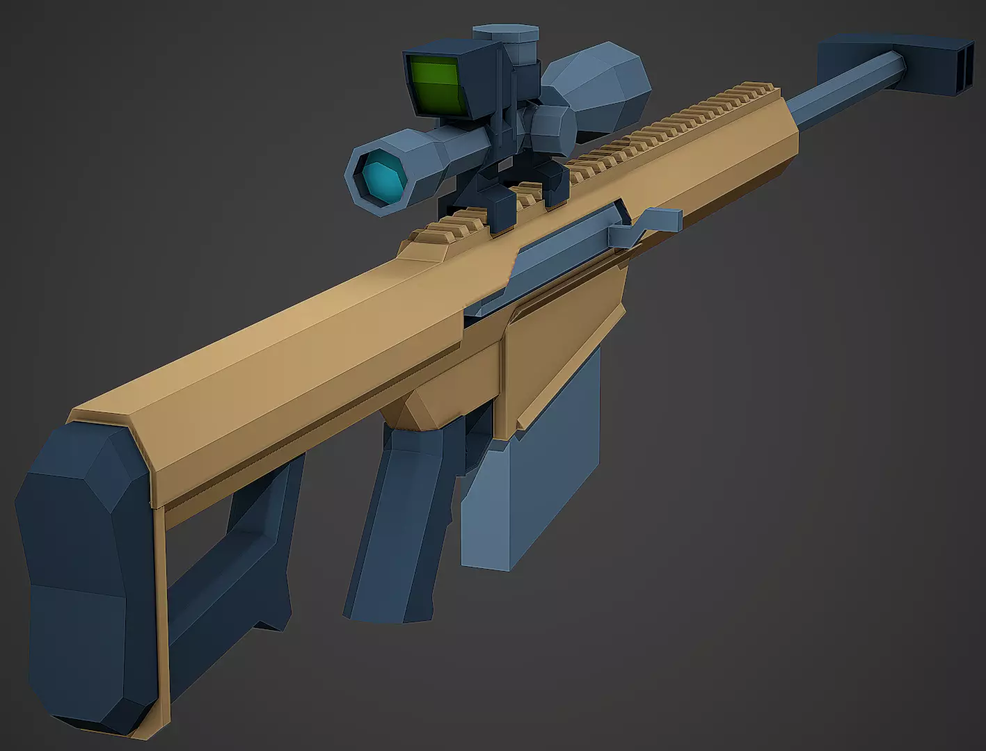 Stylized Barrett M107 Sniper Low Poly Mobile Ready Low-poly 3D model_0