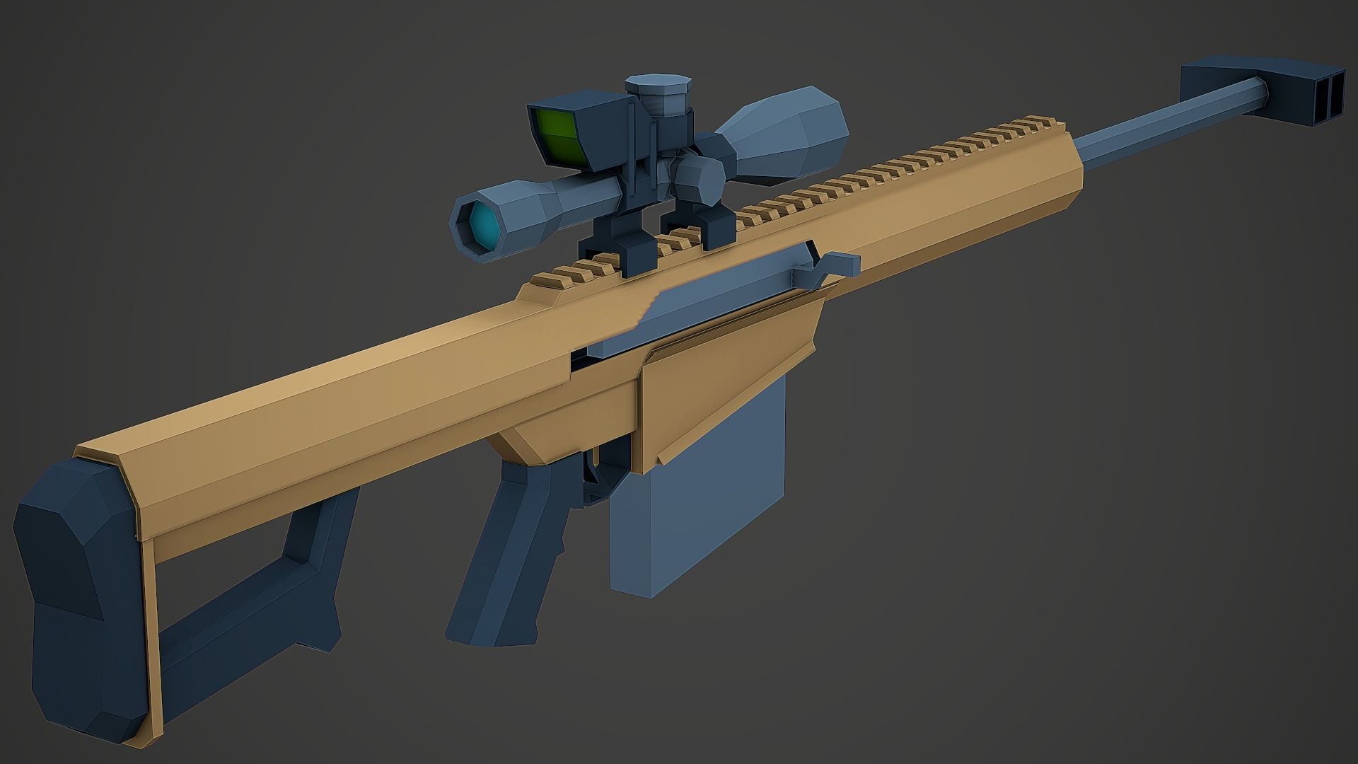 Stylized Barrett M107 Sniper Low Poly Mobile Ready Low-poly 3D model_1
