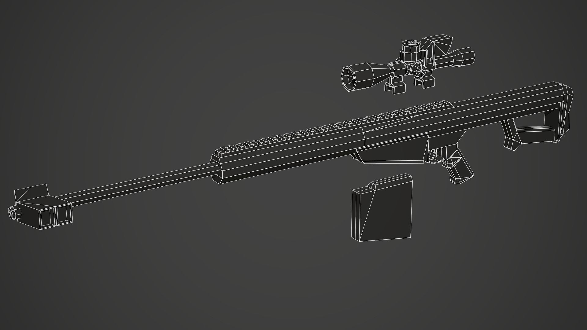 Stylized Barrett M107 Sniper Low Poly Mobile Ready Low-poly 3D model_9