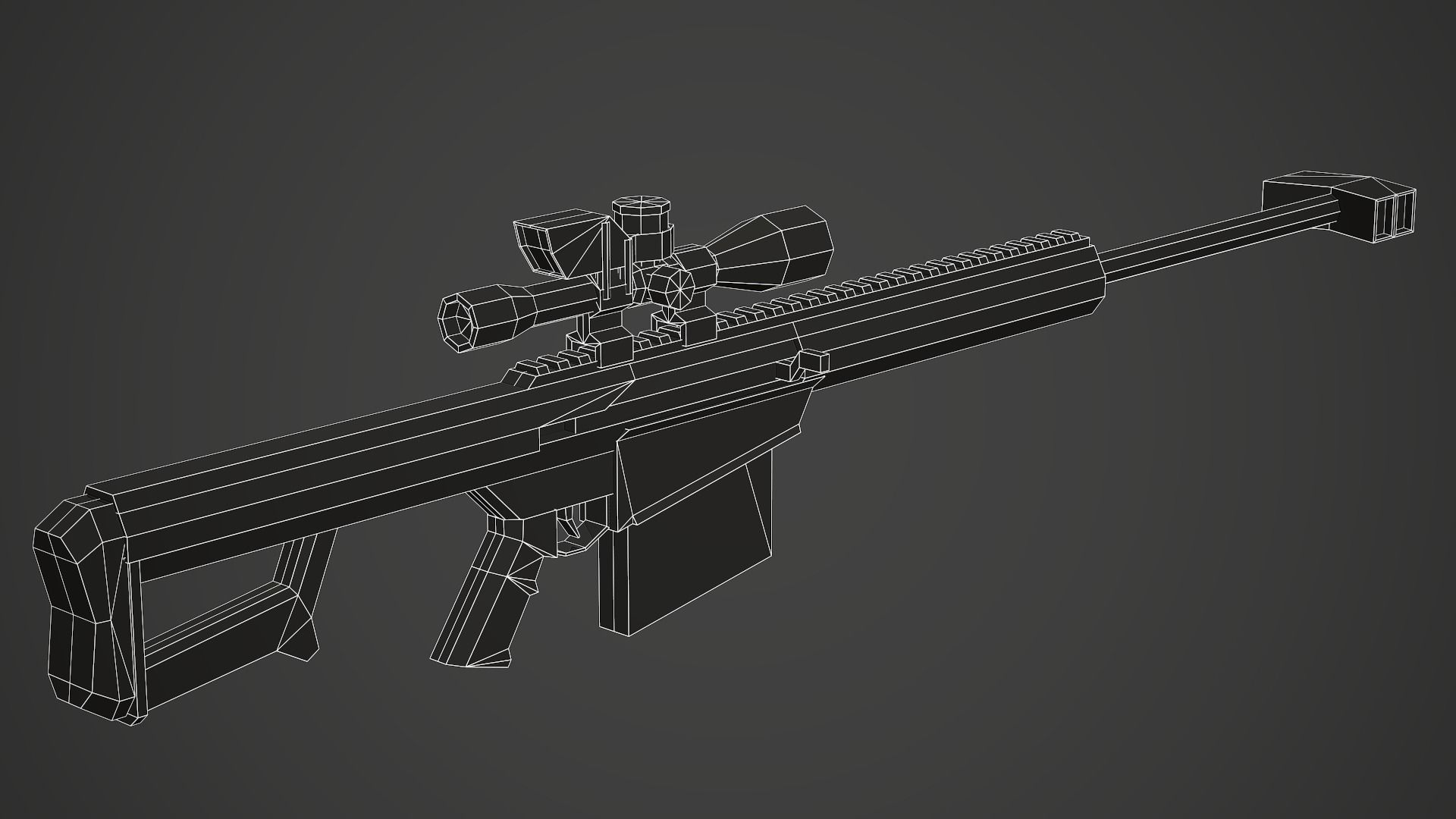 Stylized Barrett M107 Sniper Low Poly Mobile Ready Low-poly 3D model_6