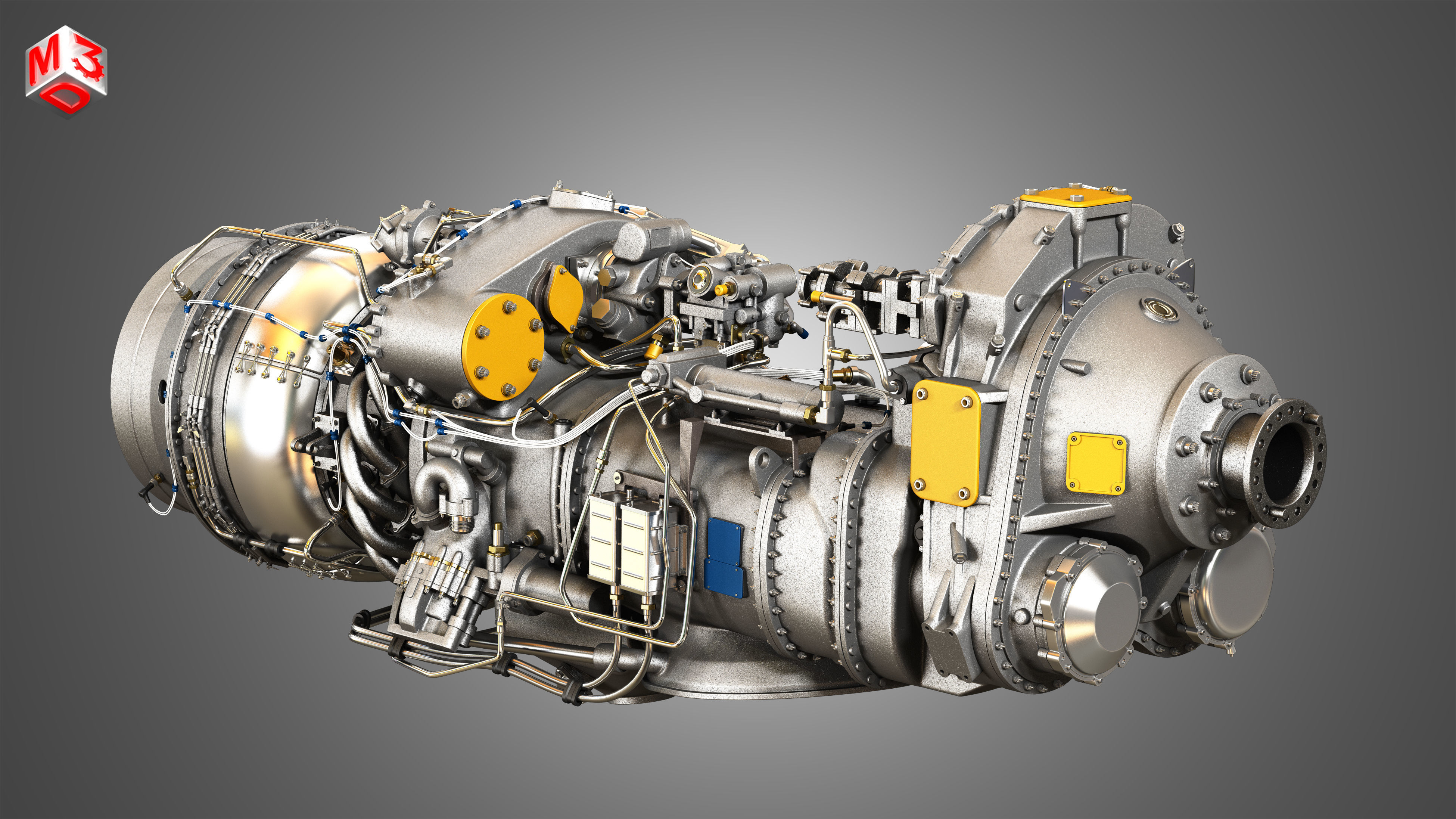 PW Canada - PW100 Turboprop Engine 3D model_3
