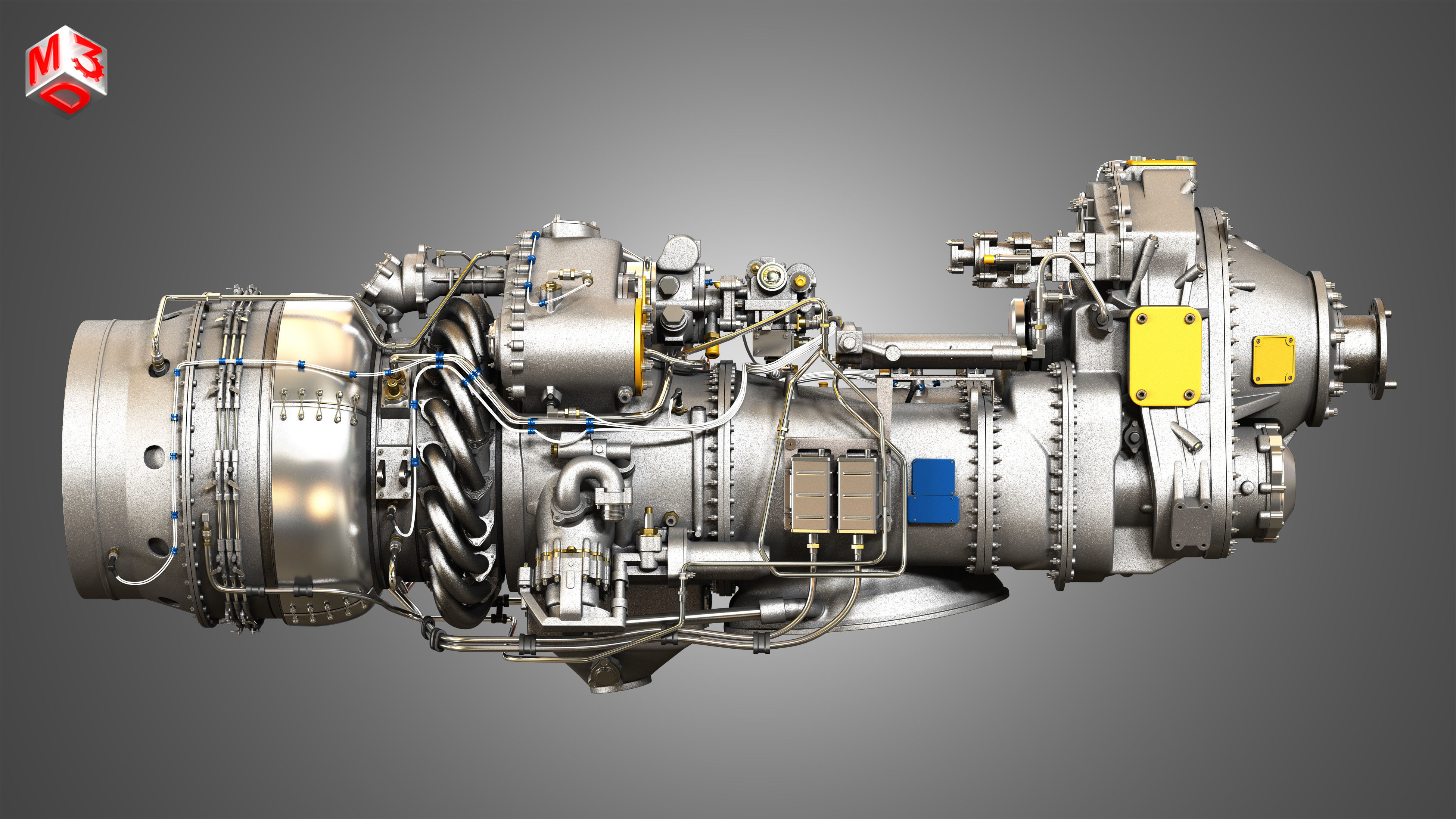 PW Canada - PW100 Turboprop Engine 3D model_6