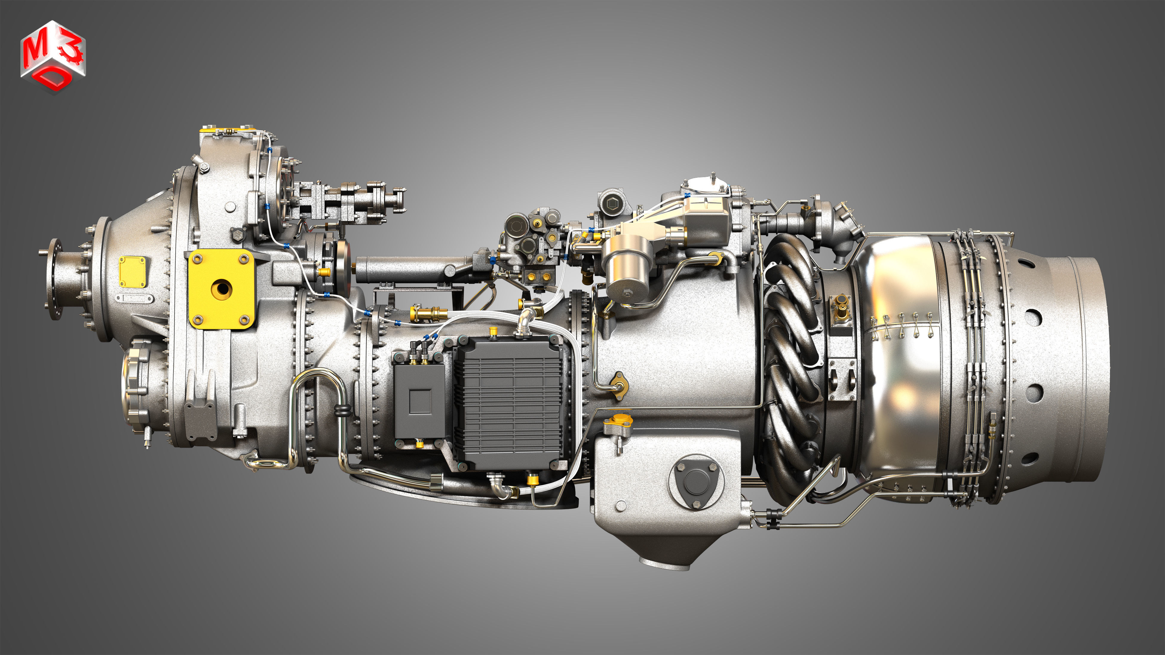PW Canada - PW100 Turboprop Engine 3D model_5