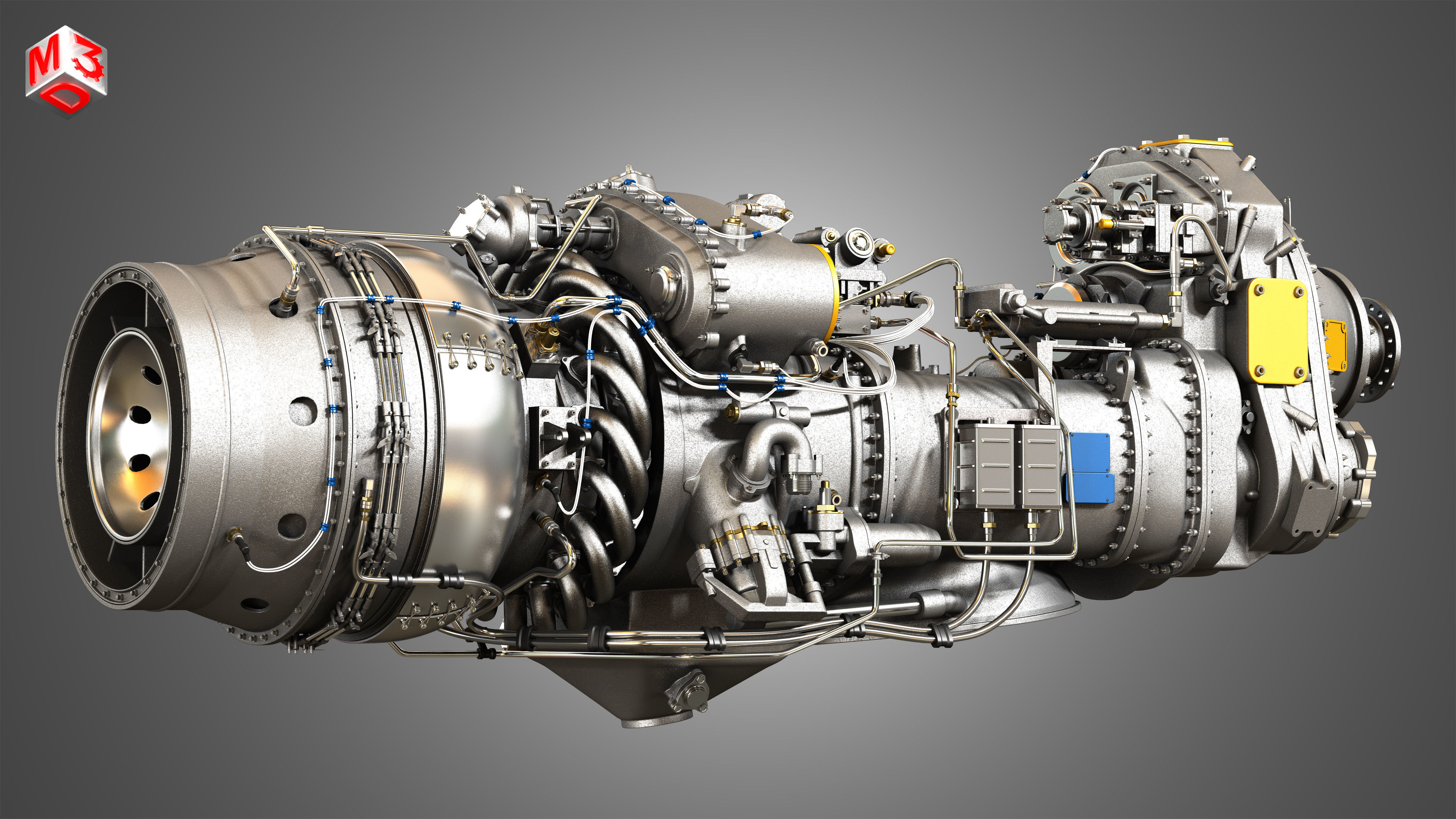 PW Canada - PW100 Turboprop Engine 3D model_8