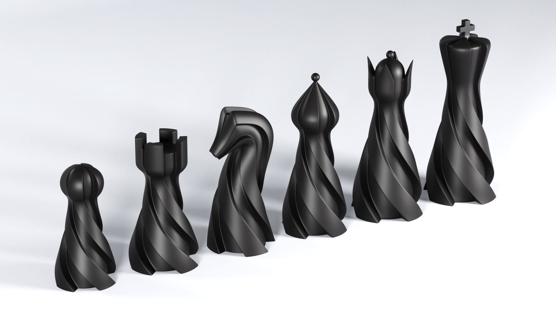 Chess set pieces spiral 3D print model_2