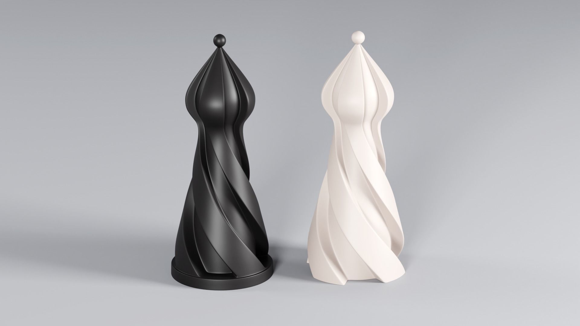 Chess set pieces spiral 3D print model_7