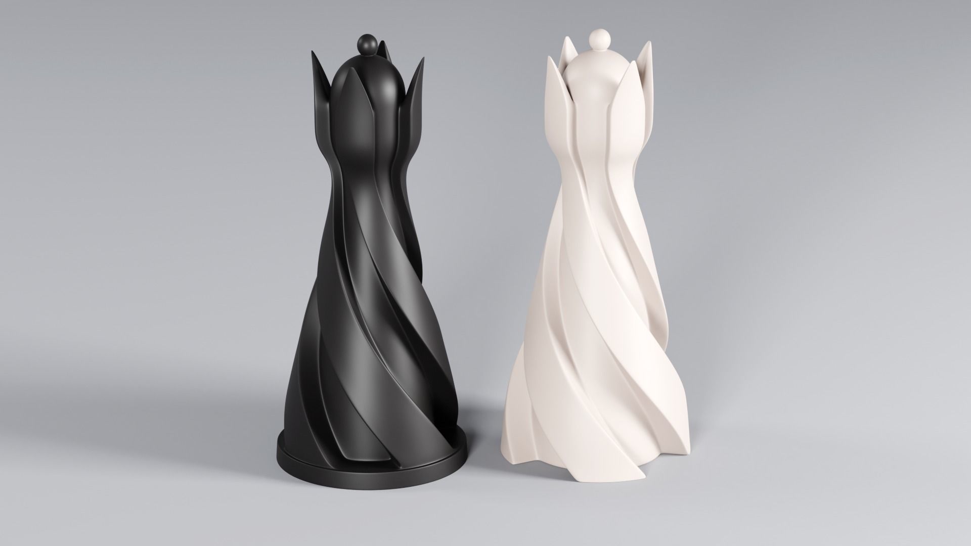 Chess set pieces spiral 3D print model_8