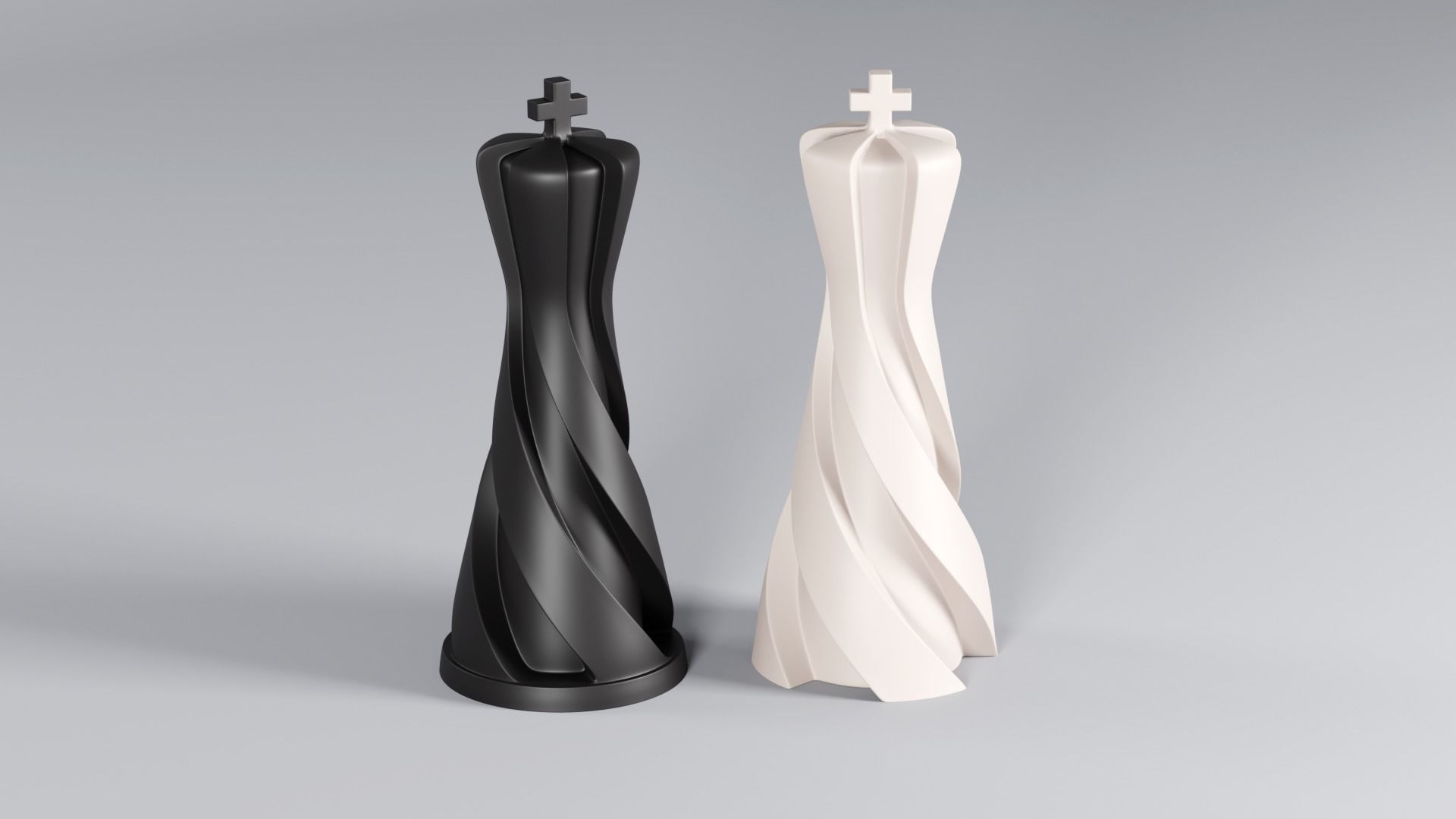 Chess set pieces spiral 3D print model_9