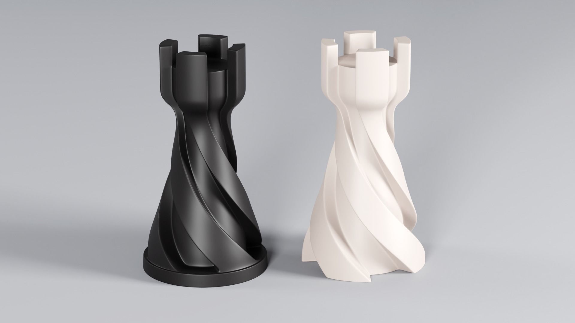 Chess set pieces spiral 3D print model_5