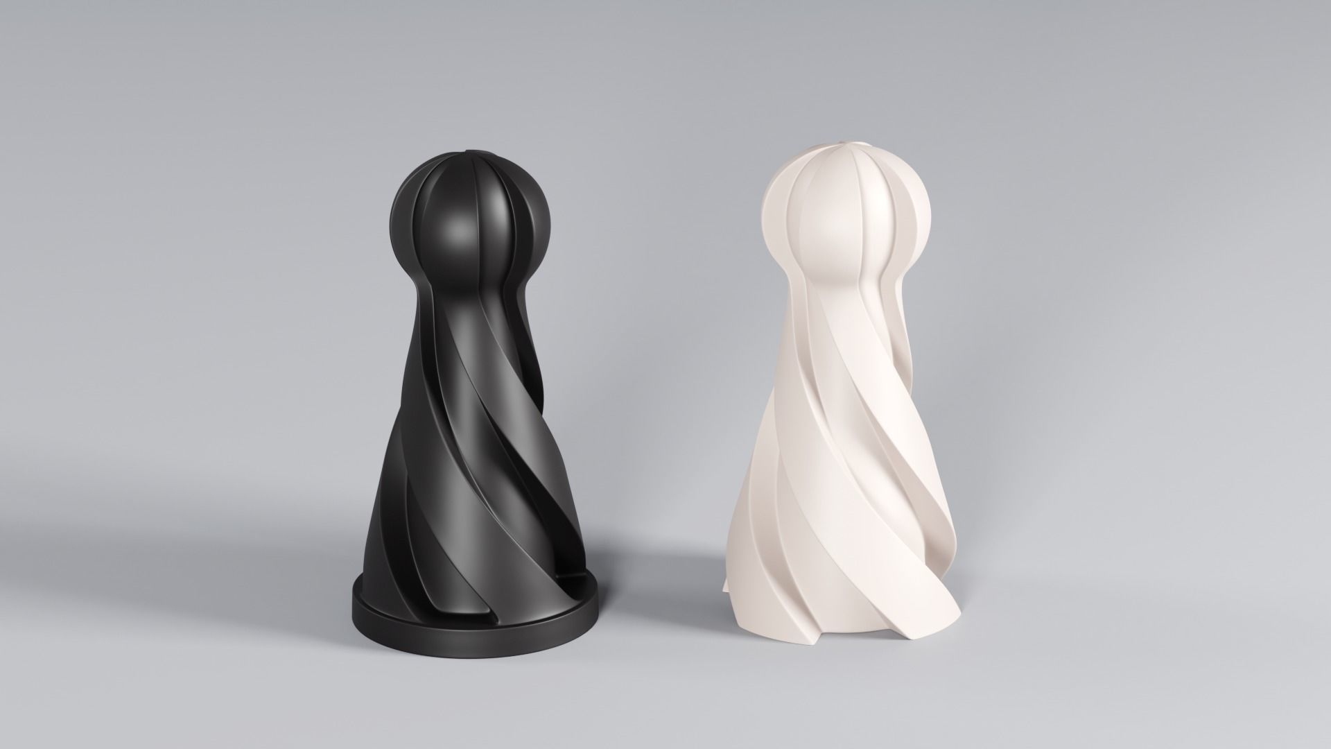 Chess set pieces spiral 3D print model_4
