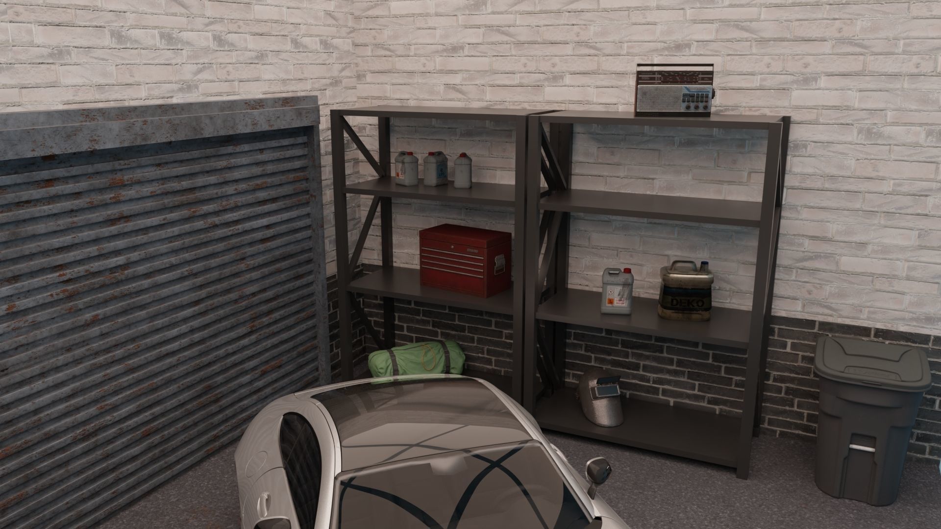 Car Garage with Tools 3D model_3