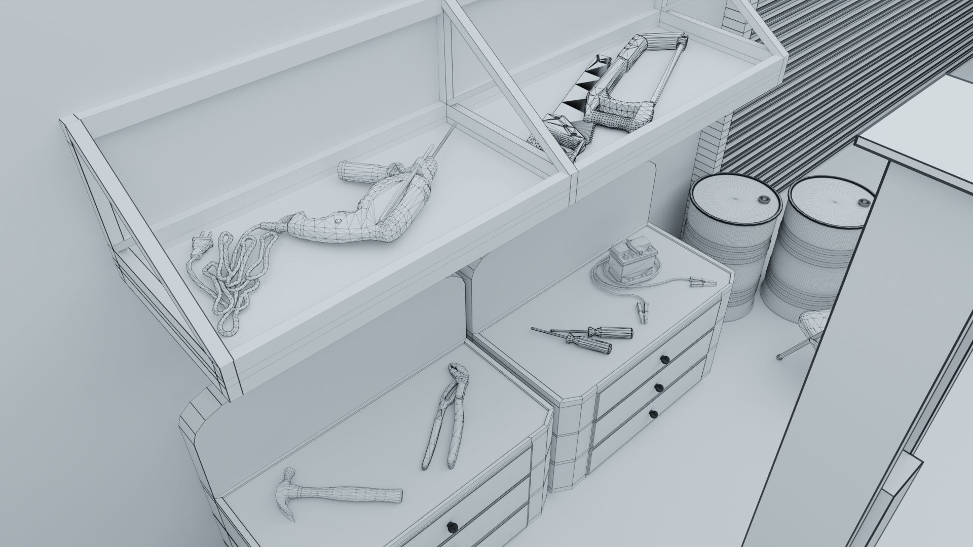 Car Garage with Tools 3D model_10
