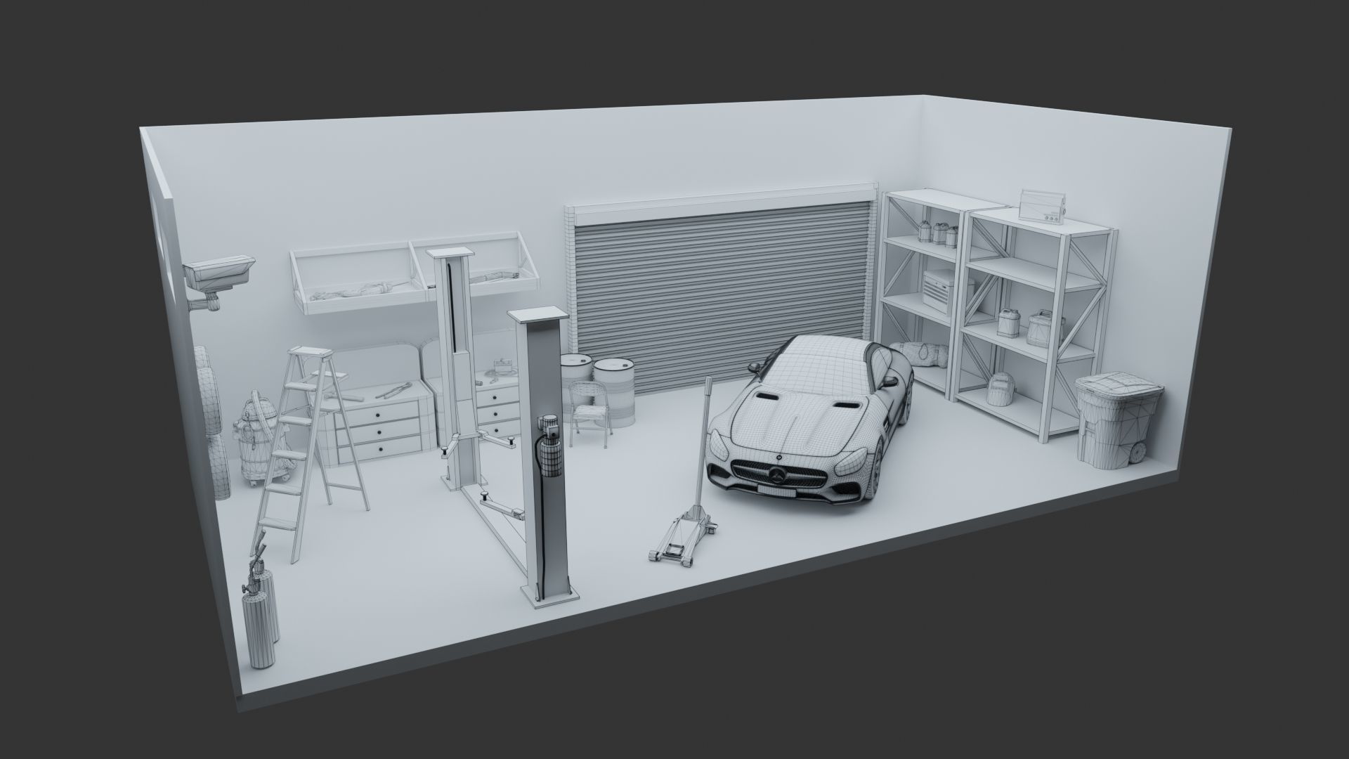 Car Garage with Tools 3D model_8