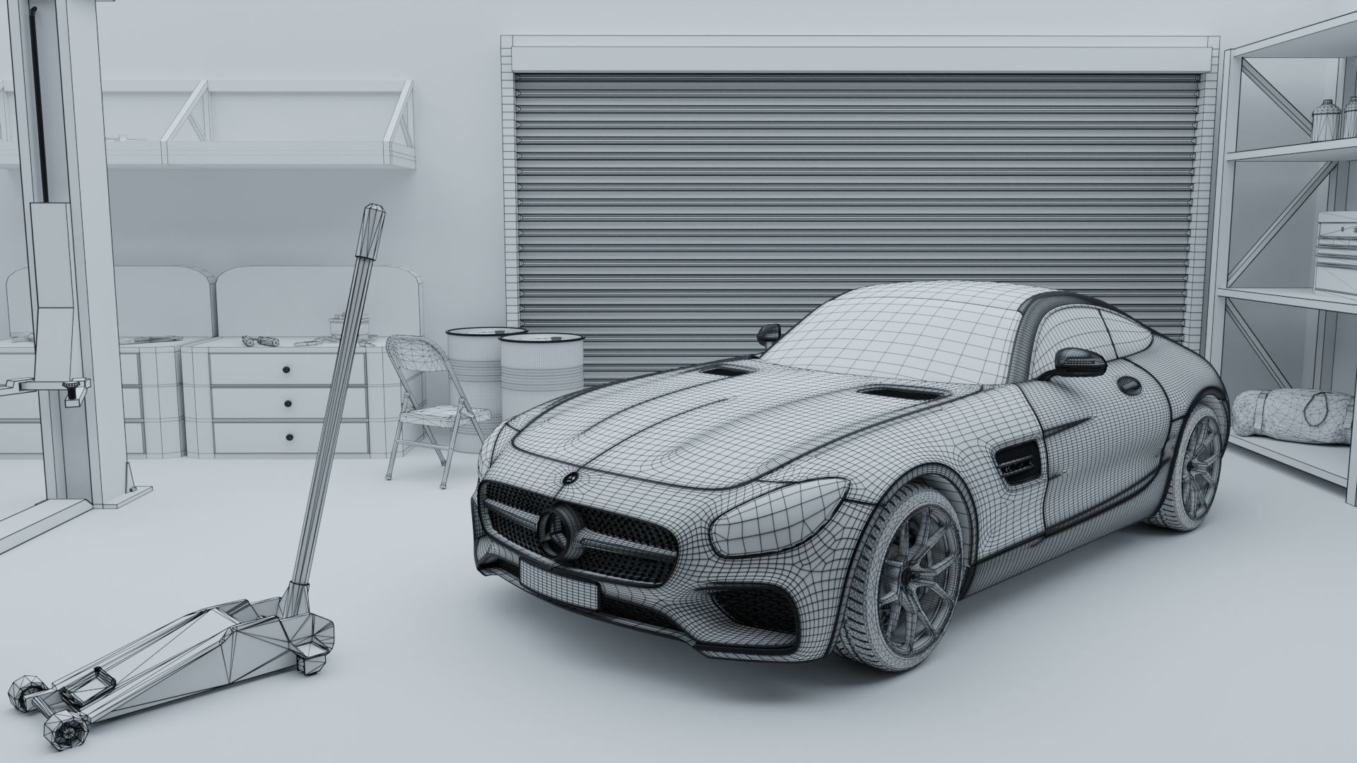 Car Garage with Tools 3D model_11