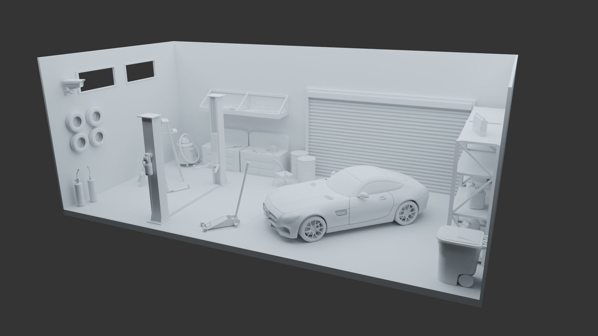 Car Garage with Tools 3D model_6