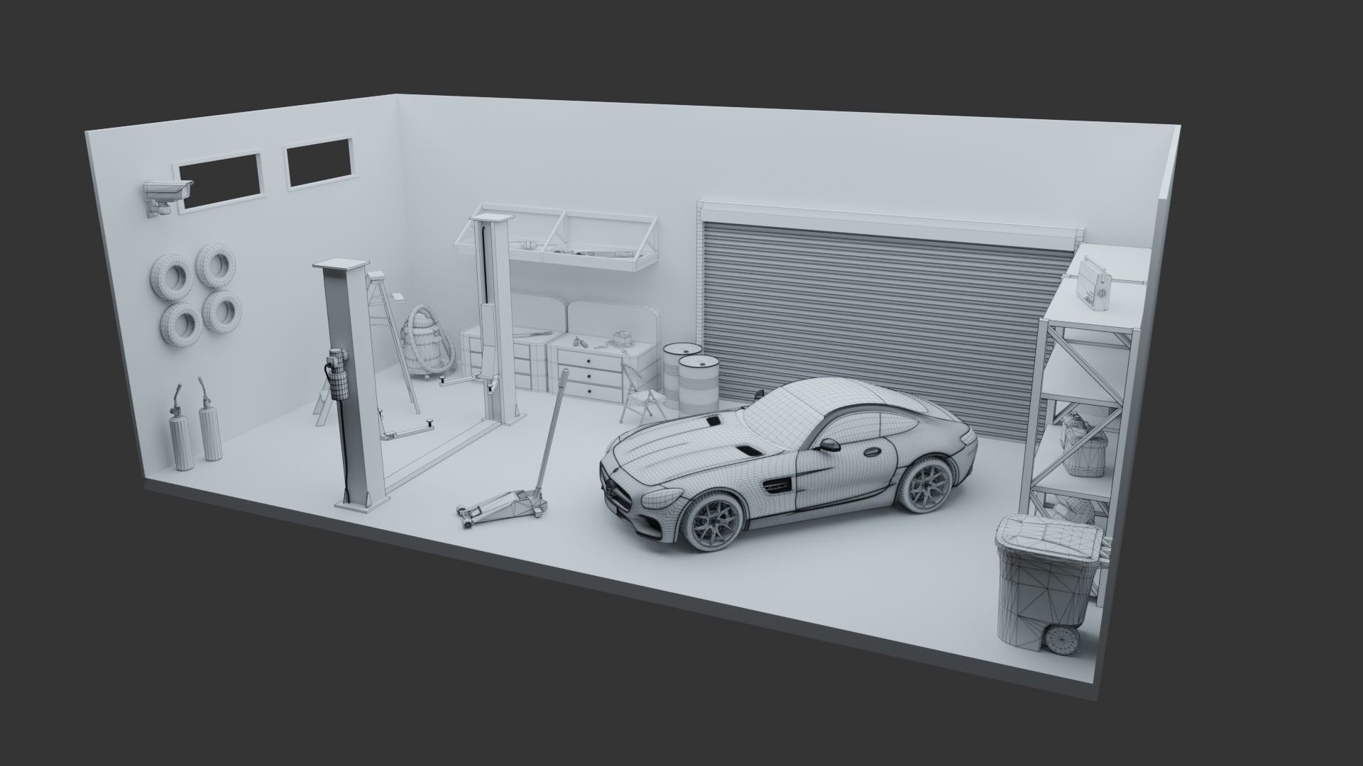 Car Garage with Tools 3D model_7